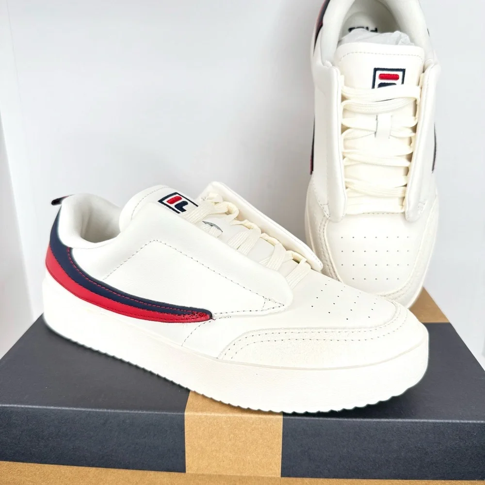 Fila Men's Off White and Navy & Red Sneakers